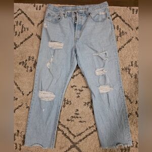 Levi's Light Blue Distressed Ankle Jeans